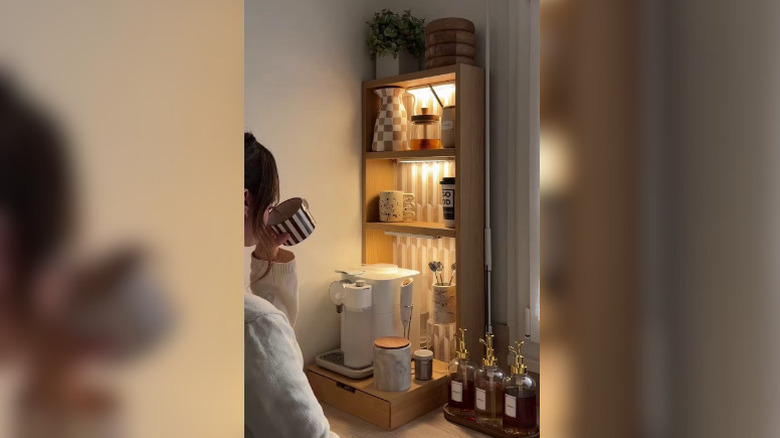 A DIY coffee nook using an IKEA HAGAÅN open cabinet