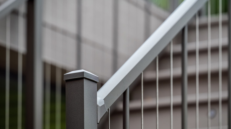 Metal handrail on outdoor stairs