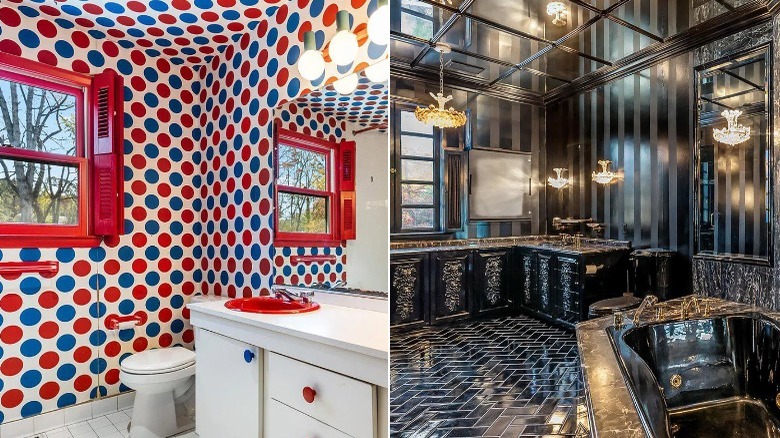 colorful and black bathroom designs