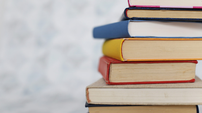 pile of different size books