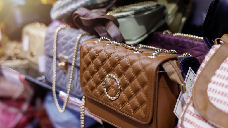 Handbags on a shelf