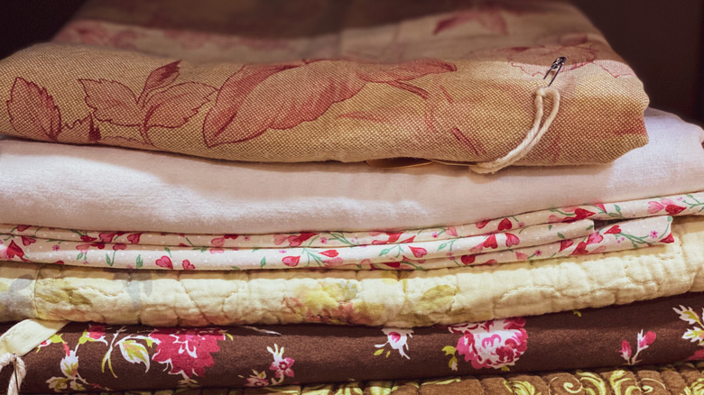 Folded vintage linens