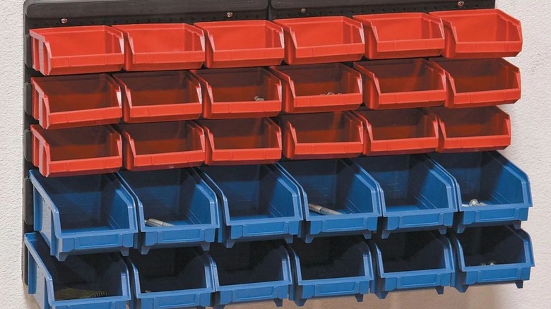 the Storehouse 30-Bin Wall-Mount Parts Rack
