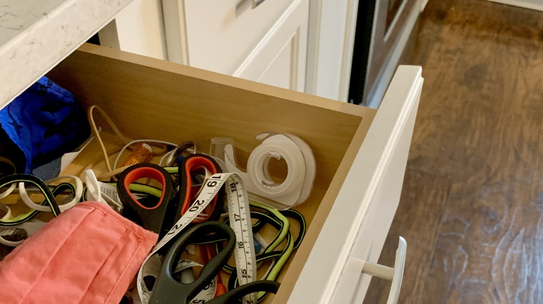 Random items in a kitchen junk drawer