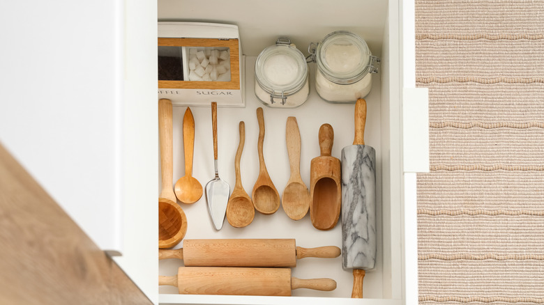Utensil drawer full of baking items
