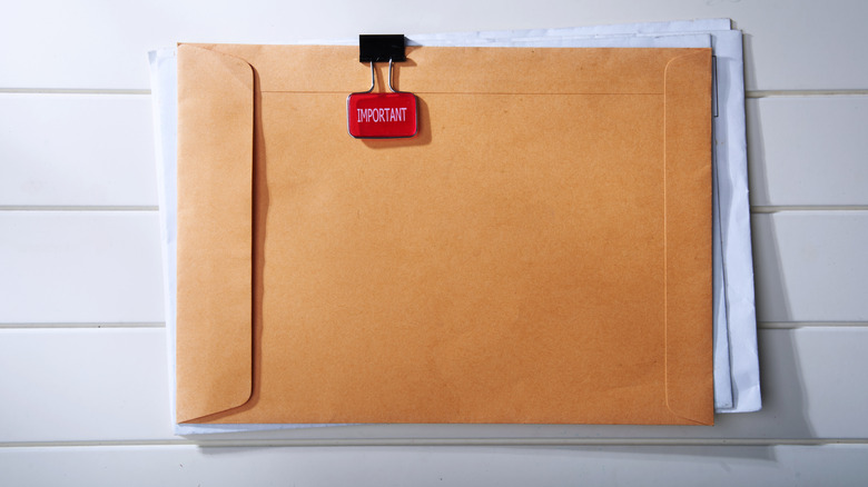 Envelope with important documents