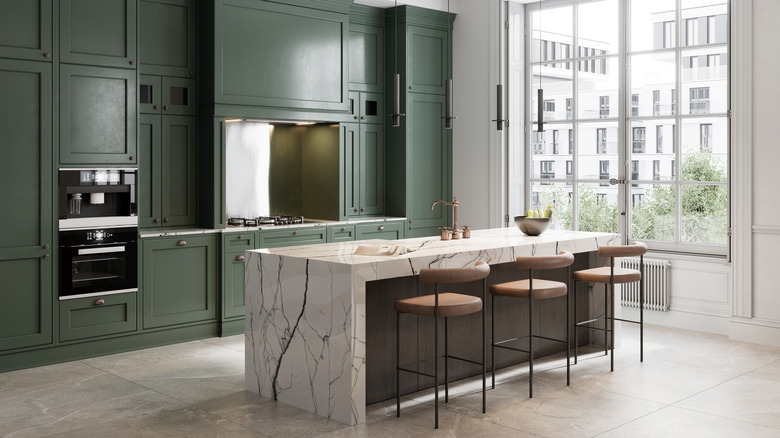 green kitchen cabinets