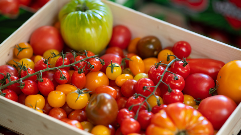 box of heirloom tomatoes