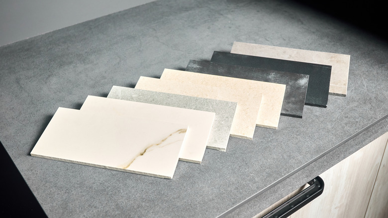 Countertop materials laid out