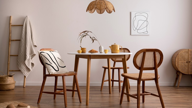 Rattan furniture in the kitchen