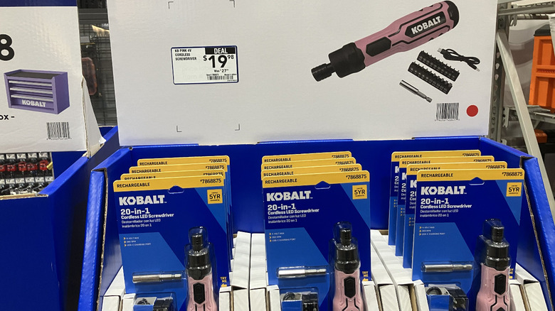 Display with cordless Kobalt screwdrivers at Lowe's
