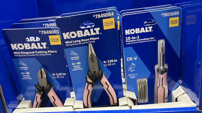 Kobalt pink handled pliers for sale in Lowe's.