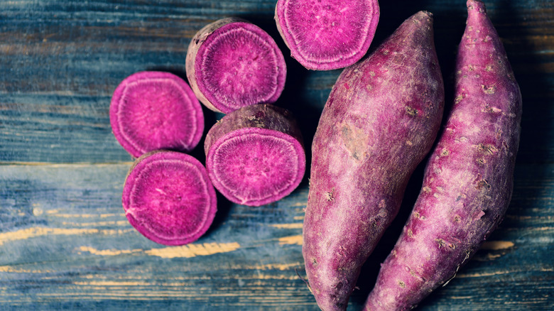 purple sweet potato cut up