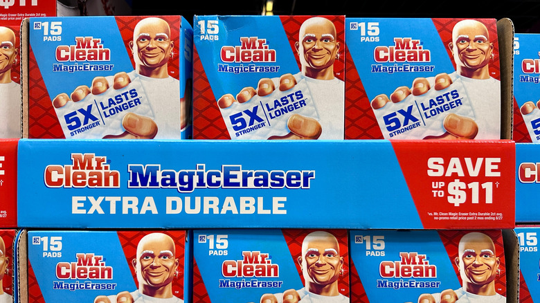 Mr. Clean Extra Durable Magic Eraser on the shelf at a store