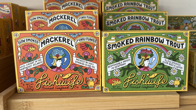 Colorful Fishwife products displayed on shelf
