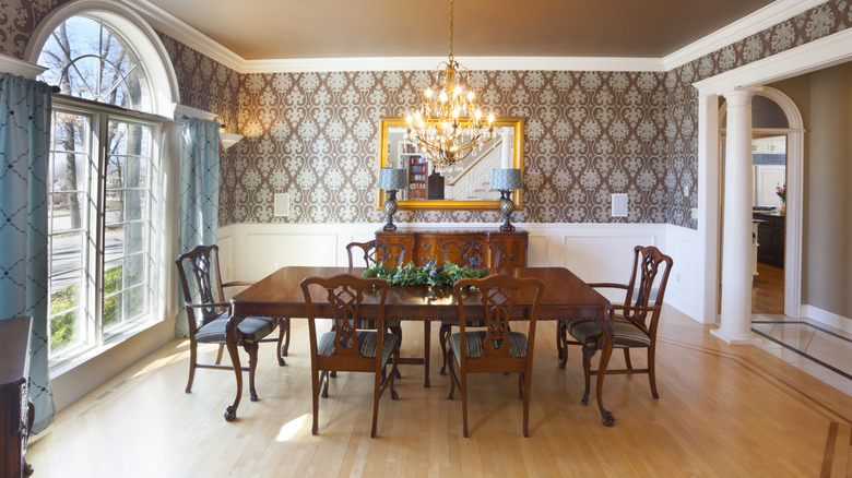 A vintage-style formal dining room