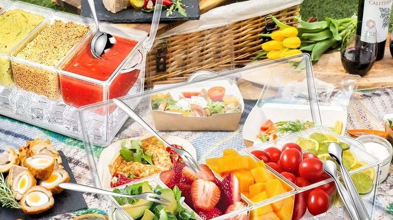 Arstpeoe's Condiment Trays filled with fruits and other foods