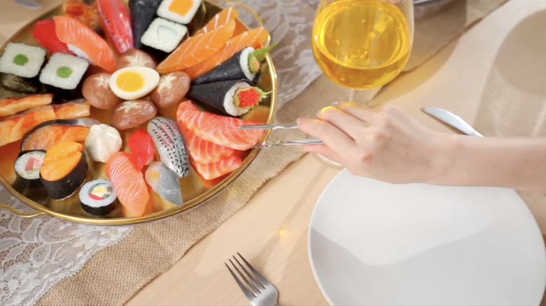 Chilled seafood served on a chilled serving tray