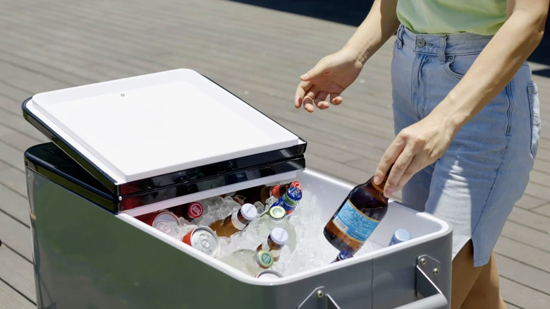 Vingli's Rolling Ice Chest on an outdoor patio