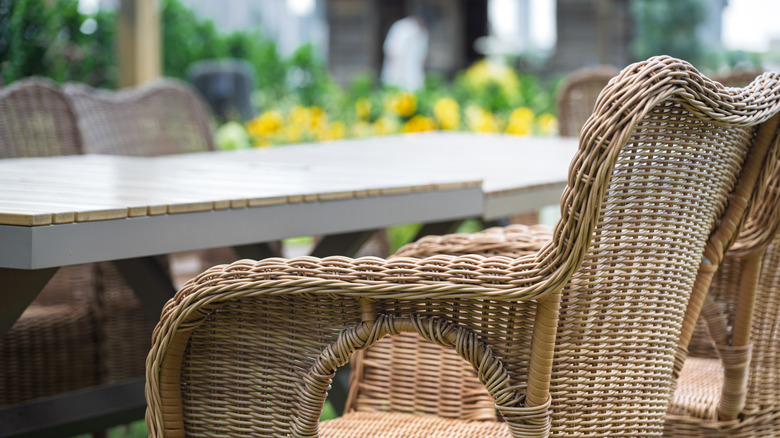 Close-up of a wicker chair