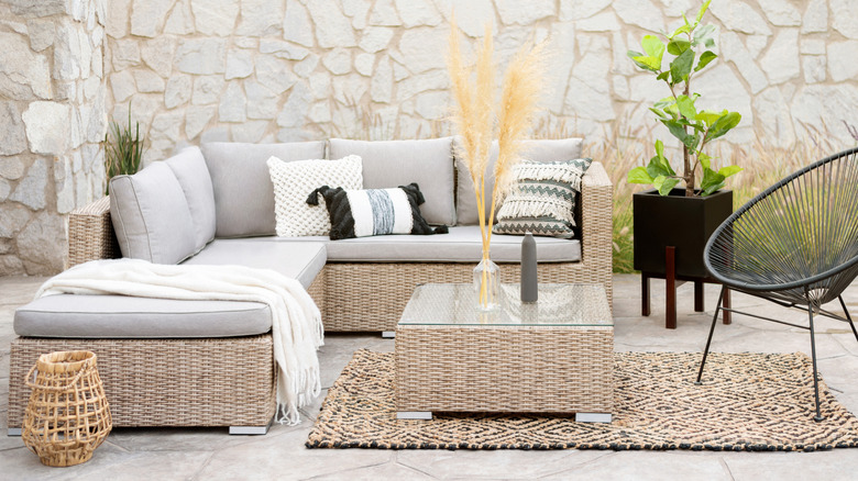 Rattan and wicker outdoor furniture set