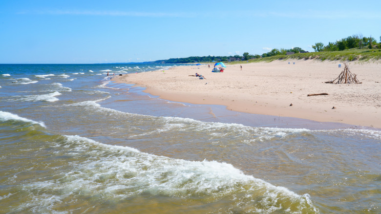 A sandy Lake Michigan beach is a perk in Benton Harbor, Michigan.