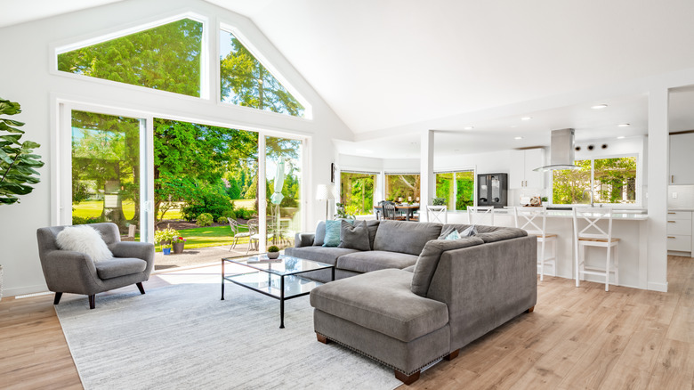 An open living area painted with bright white paint