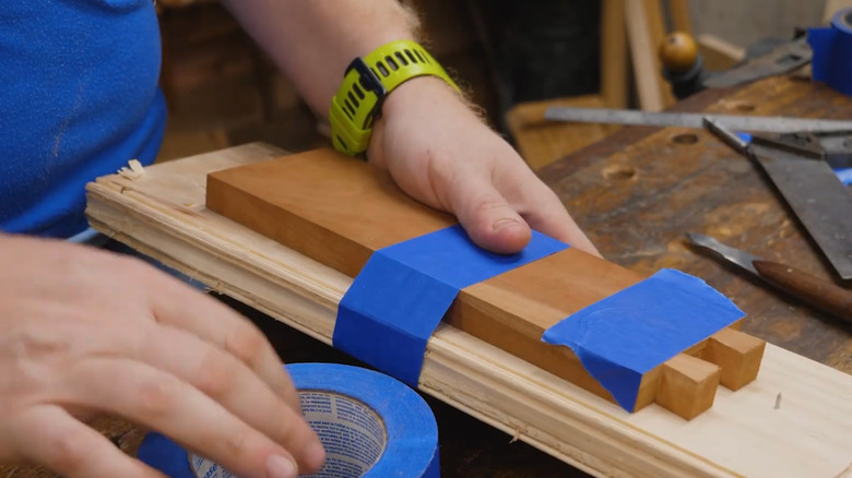 Clamping glued boards with painter's tape