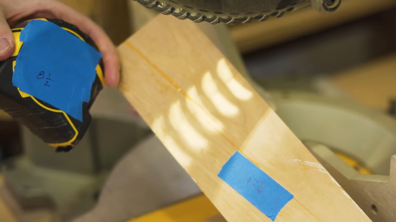 Measurement written on painter's tape