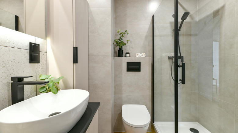 Modern small bathroom with shower cubicle