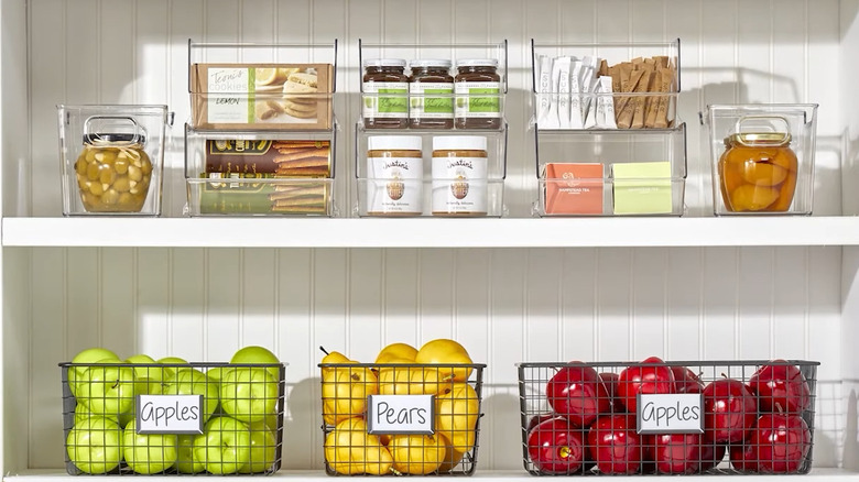 acrylic and wire pantry bins