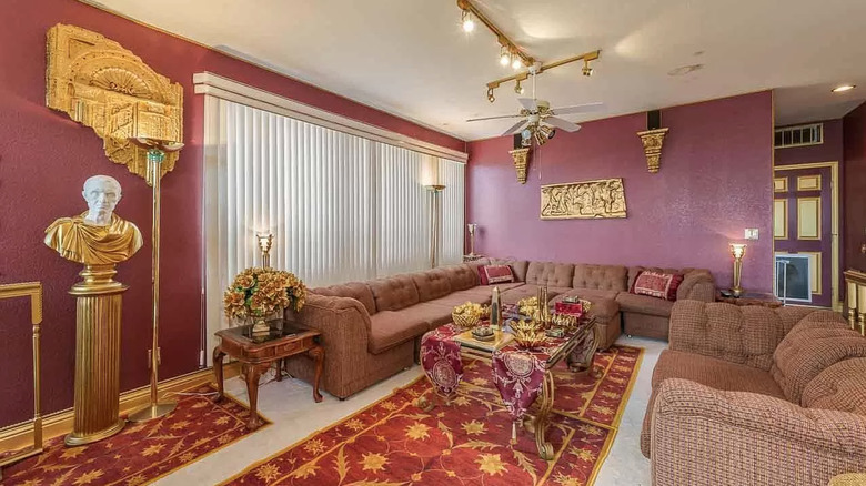 Red and gold living room