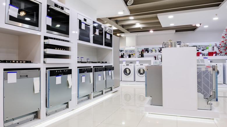 Appliance store with different appliances on display