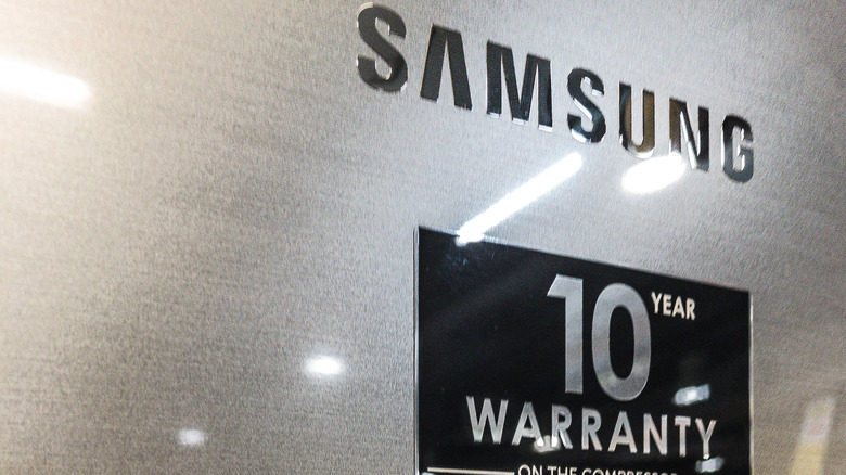 Samsung logo and 10 year warranty sticker
