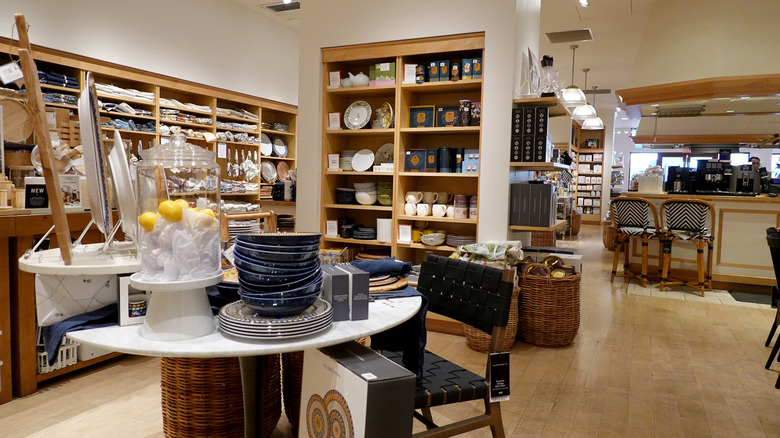 Displays at a Williams-Sonoma store show off kitchen wares.