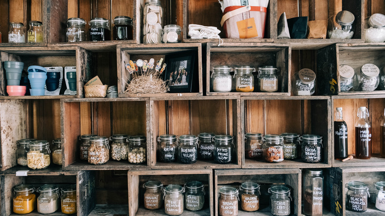 Rustic pantry shelves