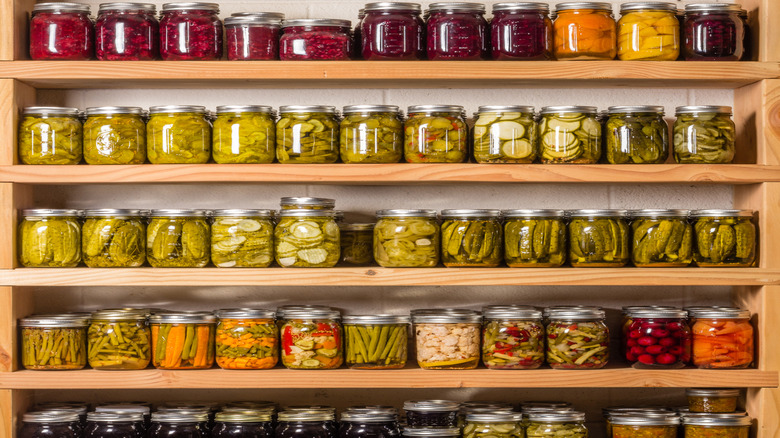 Preserved produce in jars