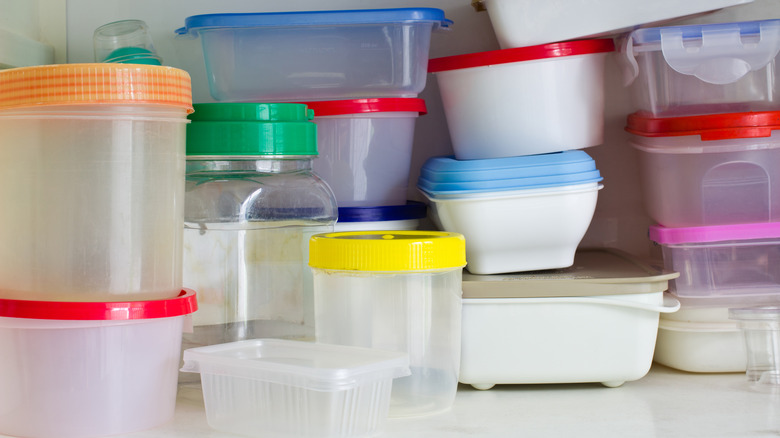 food storage containers on shelf