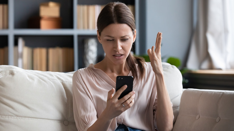 Angry woman on phone