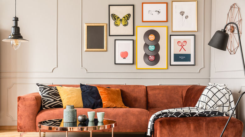 living room with wall art