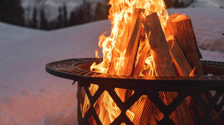 Portable firefit on paver patio