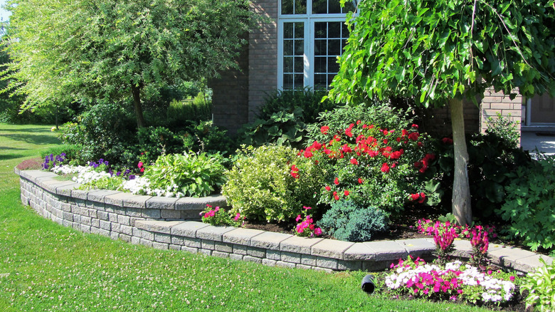 flower beds by house