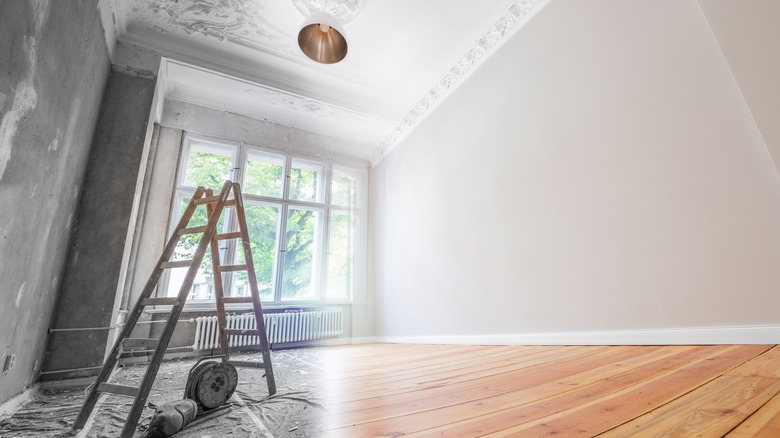 ladder in room being renovated