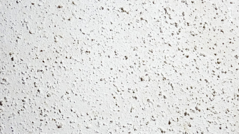 Close up of white popcorn ceiling