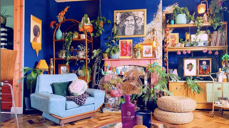 Maximalist interior with orange