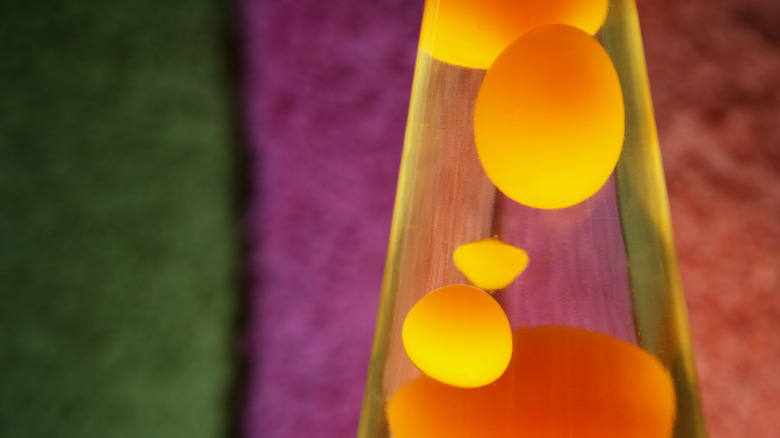 Close up of an orange lava lamp