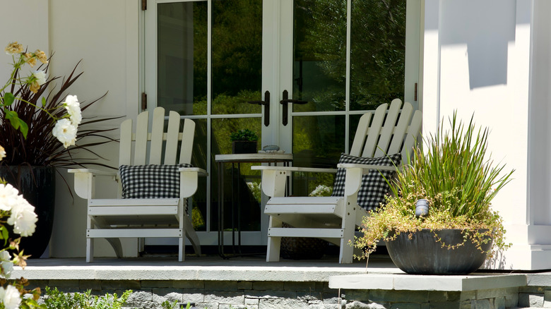 Small front porch with bistro table and two chairs