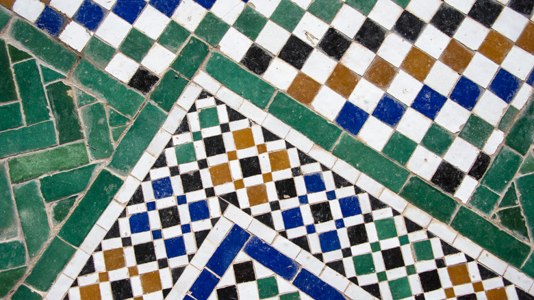 Colorful mosaic tile flooring