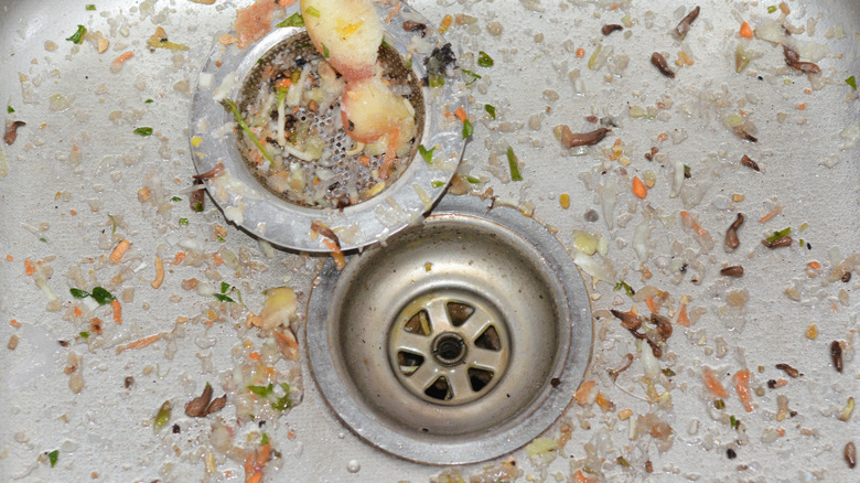 Close-up of a dirty kitchen sink