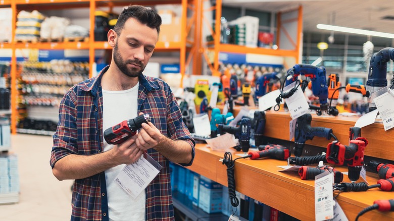 Person in a hardware store